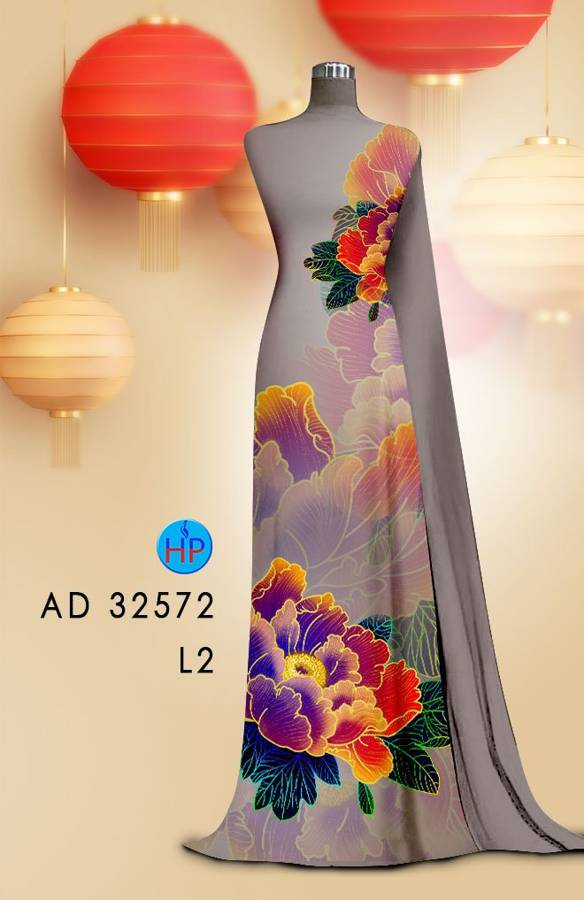 Vải Áo Dài Hoa In 3D AD 32572 11
